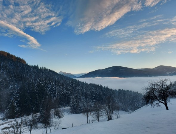 Winter landscape in Salzburg province, Austria